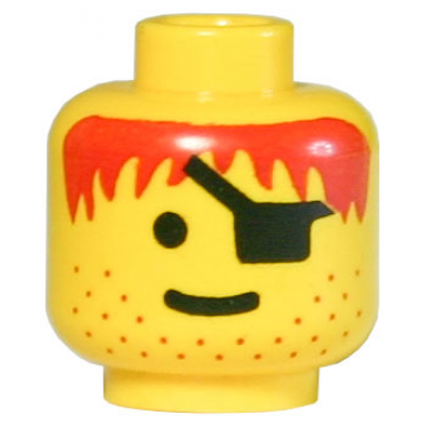 yellow minifigure head male eye patch stubble red-brown hair pattern