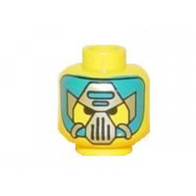 yellow minifigure head alien with blue and silver mask type 3 pattern