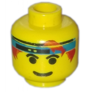 yellow minifigure head male headband blue with eyebrows pattern