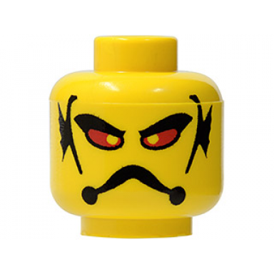 yellow minifigure head alien with red eyes frown and gills pattern