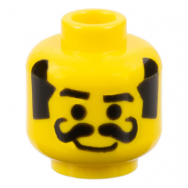 yellow minifigure head moustache curly thick thick sideburns smile pattern