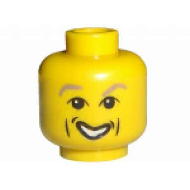 yellow minifigure head male hp gilderoy with light brown eyebrows cheek dimple open mouth smile pattern