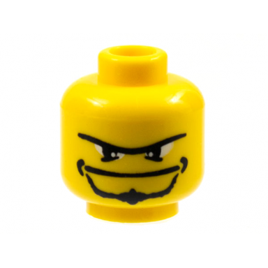 yellow minifigure head beard with goatee unibrow and eye whites pattern