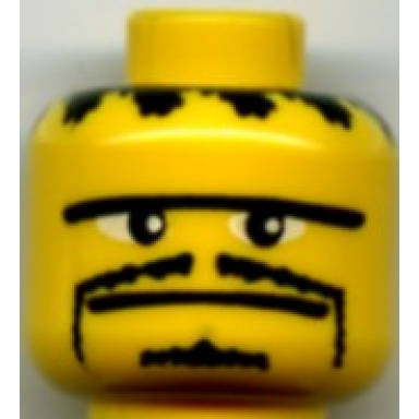 yellow minifigure head moustache thin small goatee straight unibrow pattern