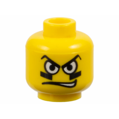 yellow minifigure head male white eyes black eyegrease wavy mouth pattern