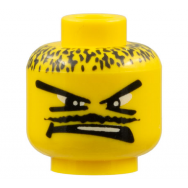yellow minifigure head moustache thin v brow eyes pattern