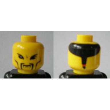 yellow minifigure head moustache fu manchu cheek bones pattern emperor chang wu