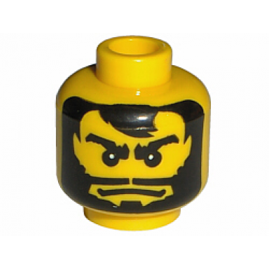 yellow minifigure head beard black full long mouth thick eyebrows white pupils pattern santis