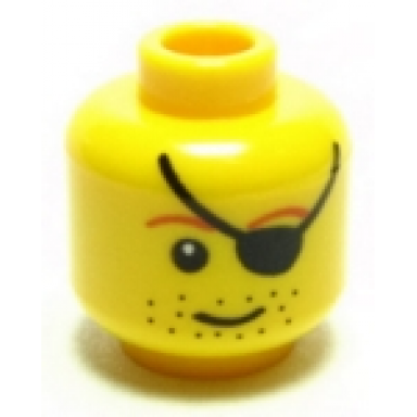 yellow minifigure head male eye patch brown eyebrows stubble pattern