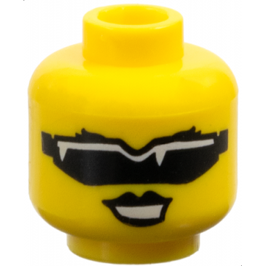 yellow minifigure head female black sunglasses black lips pattern