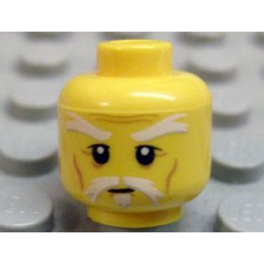 yellow minifigure head white bushy eyebrows moustache and soul patch upper eyelids medium nougat cheek lines and wrinkles neutral pattern
