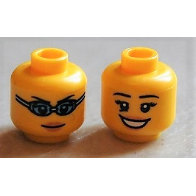 yellow minifigure head dual sided female open smile swimming goggles pattern