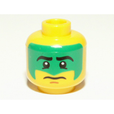 yellow minifigure head face paint with green war paint pattern