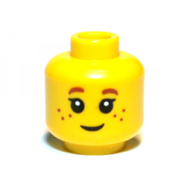 yellow minifigure head child black eyelashes brown eyebrows freckles pattern