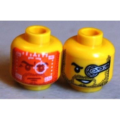 yellow minifigure head dual sided beard stubble orange head-up display hud helmet scope pattern