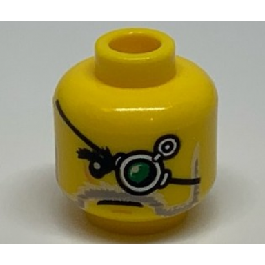 yellow minifigure head beard gray and white mechanical left eye pattern