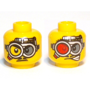 yellow minifigure head dual sided glasses red and gray lens clear and gray lens pattern
