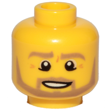 yellow minifigure head beard dark tan angular pupils bottom eyelid line teeth pattern