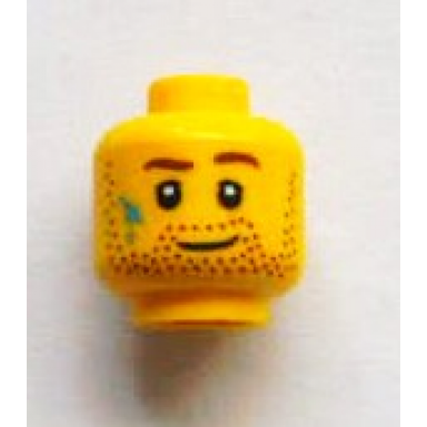 yellow minifigure head beard stubble brown eyebrows and paint stains pattern