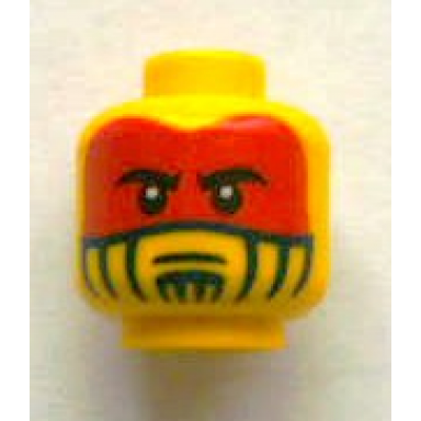 yellow minifigure head face paint with red war paint pattern