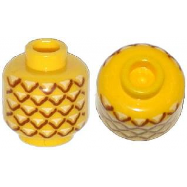 yellow minifigure head without face with pineapple pattern