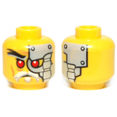 yellow minifigure head alien with red eyes head plates pattern evil wu