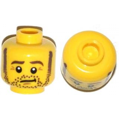 yellow minifigure head beard stubble sideburns eyebrows crows feet pattern