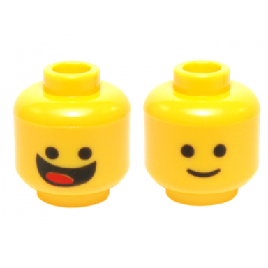 yellow minifigure head dual sided black standard eyes smile with tongue standard grin pattern benny