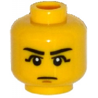 yellow minifigure head black eyebrows black eye shadow chin dimple pattern