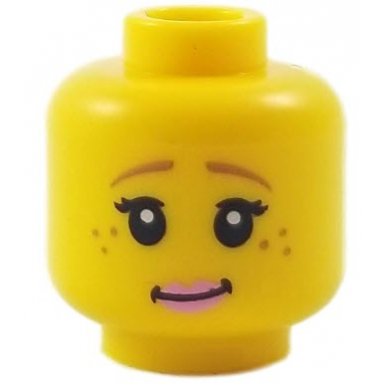 yellow minifigure head female brown eyebrows freckles black eyelashes pink lips pattern unicorn girl