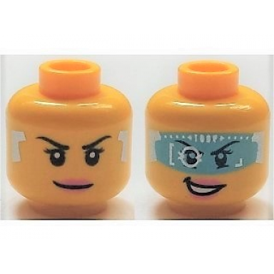 yellow minifigure head dual sided female digital eye glasses pink lips smirk visor open pattern caila phoenix