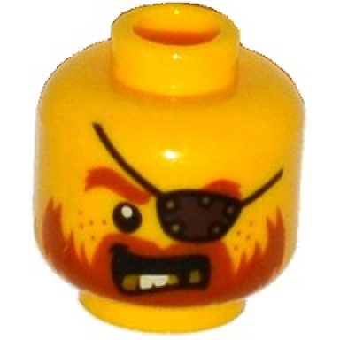 yellow minifigure head beard dark orange gold teeth eye patch pattern