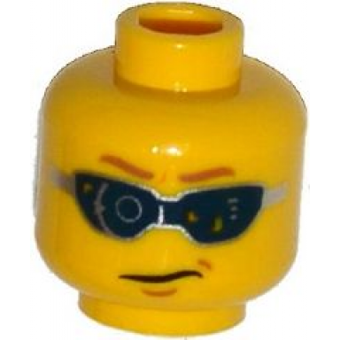 yellow minifigure head glasses digital with light brown eyebrows and chin dimple pattern