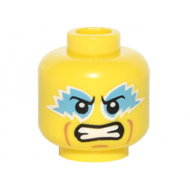 yellow minifigure head medium azure eye paint clenched teeth pattern