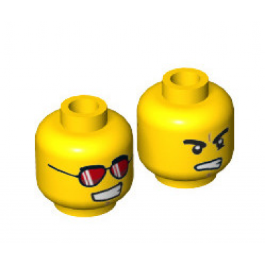 yellow minifigure head dual sided red sunglasses angry eyebrows and scowl pattern griffin turner