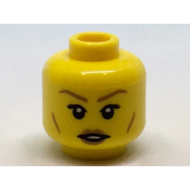 yellow minifigure head female medium nougat eyebrows cheek lines and lips pattern