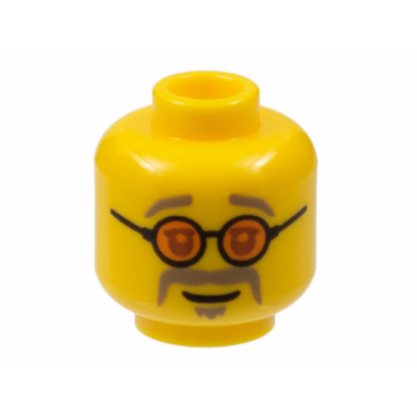 yellow minifigure head glasses with orange sunglasses dark tan eyebrows moustache and goatee pattern