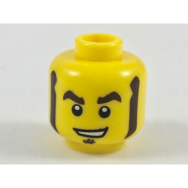 yellow minifigure head dark brown eyebrows muttonchops and soul patch pattern