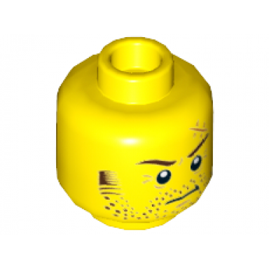 yellow minifigure head beard stubble sideburns eyebrows crows feet scar pattern