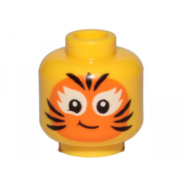 yellow minifigure head child female orange cat face paint pattern