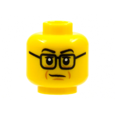 yellow minifigure head black eyebrows and glasses medium nougat wrinkles pattern