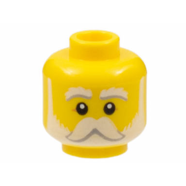 yellow minifigure head white eyebrows moustache and beard medium nougat crows feet pattern