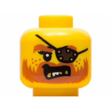 yellow minifigure head beard dark orange gold teeth eye patch eyelashes pattern bam