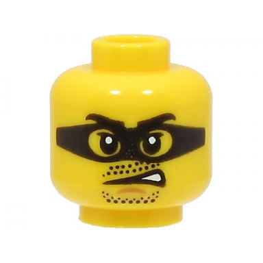 yellow minifigure head black eyebrows and mask chin dimple stubble grimace pattern