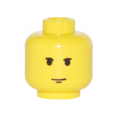 yellow minifigure head black upper eyelids and chin dimple neutral pattern