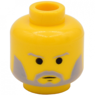 yellow minifigure head beard with sw gray beard and thin gray eyebrows pattern