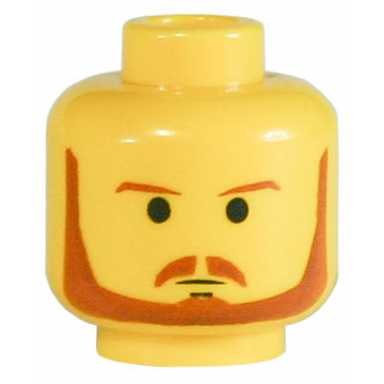 minifigure head beard with brown eyebrows moustache and beard black chin dimple pattern