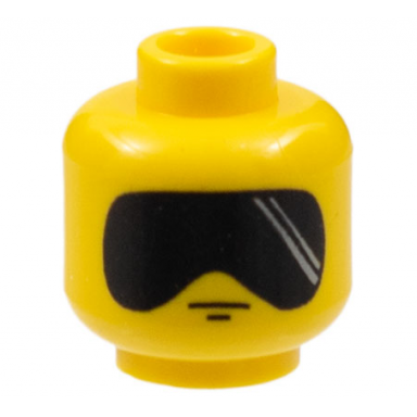 yellow minifigure head glasses with large sunglasses with white streaks pattern sw scout trooper