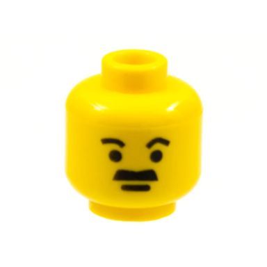 yellow minifigure head moustache thick flat and short eyebrows pattern