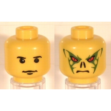 yellow minifigure head dual sided hp quirrell voldemort pattern